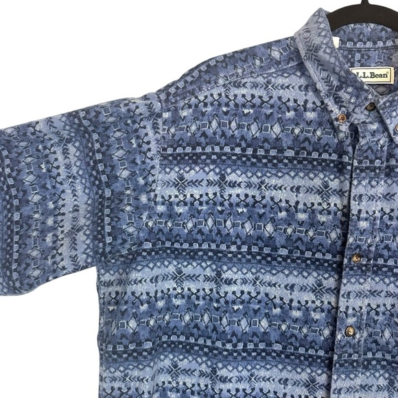 L.L. Bean‎ Mens XL Aztec Chamois Shirt USA Made Vintage Rugged Cabincore Flannel - Picture 5 of 12
